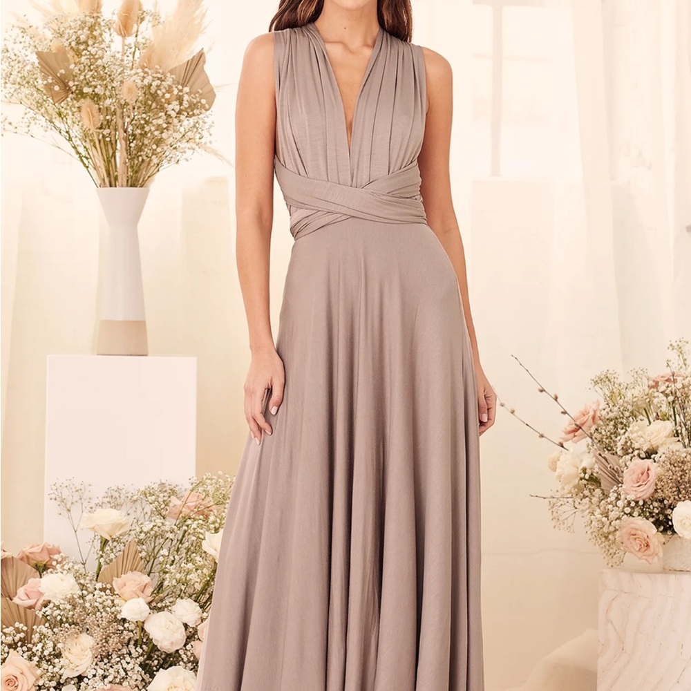 Lulu's Taupe Convertible Bridesmaid  Dress
